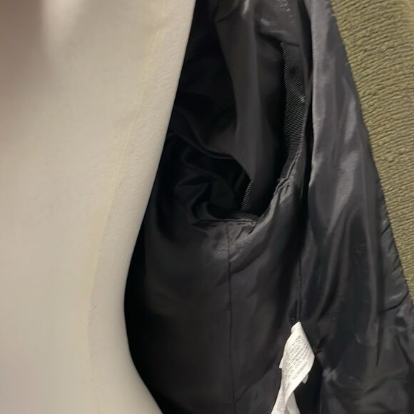 Zara Khaki Green Textured Open Front Blazer Gold Buttons Shoulder Pad Size Large - Picture 7 of 10